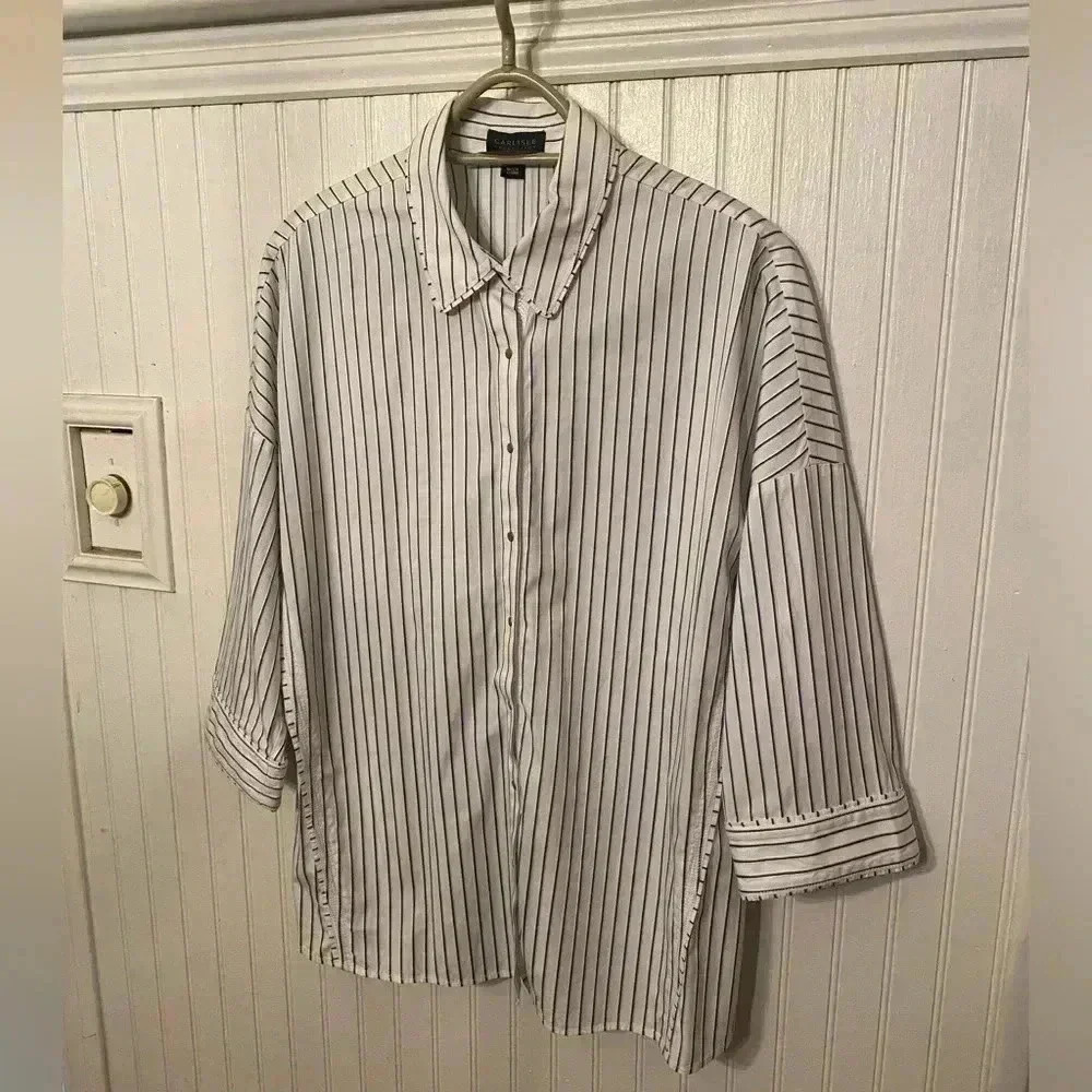 Carlisle Collection Striped Button Up Blouse - image 1